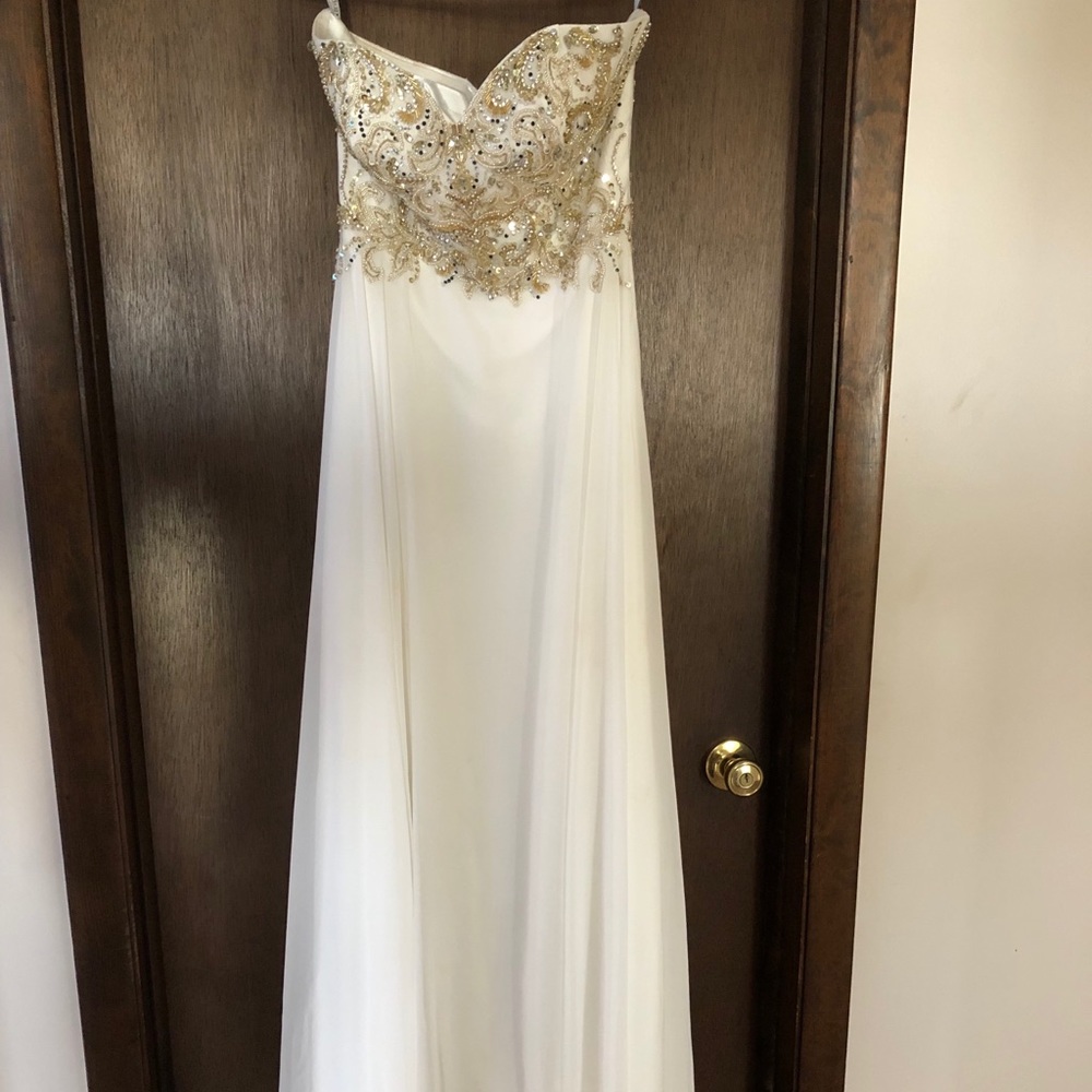 White & Gold prom dress